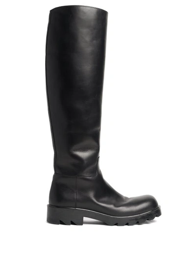 Bottega Veneta Strut Leather Knee-high Boots In Black