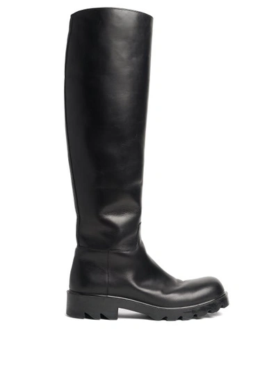 Bottega Veneta Strut Leather Knee-high Boot In Black