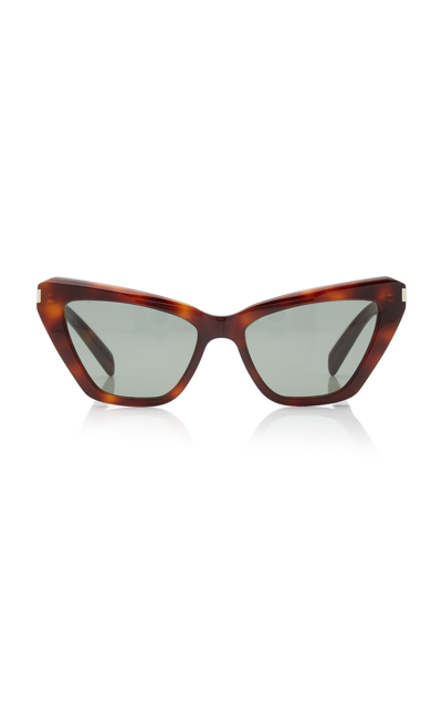Saint Laurent Women's Cat-eye Tortoiseshell Acetate Sunglasses In Brown