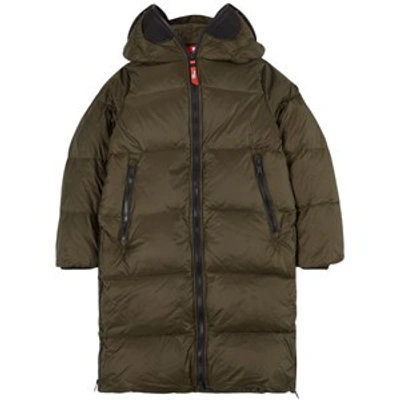Ai Riders On The Storm Kids' Olive Pom Pom Goggle Long Padded Jacket In Green