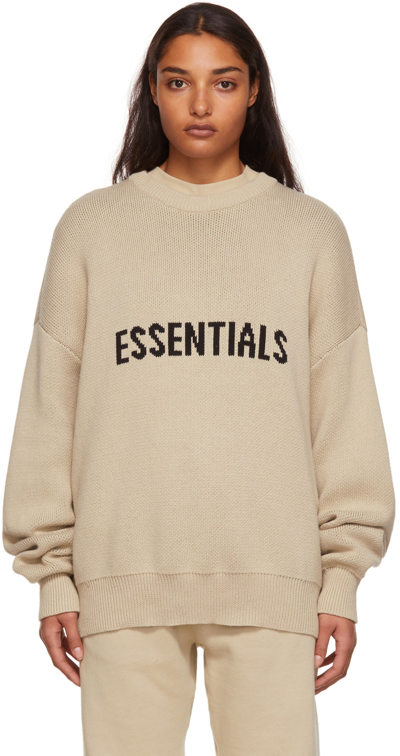 Essentials Ssense Exclusive Beige Knit Pullover Sweater In Linen