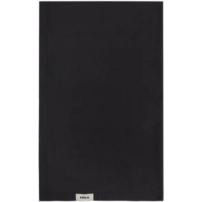 Tekla Black Percale Flat Sheet In Ash Black