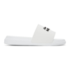 Alexander Mcqueen White Logo Pool Slides In Rubber In White Black