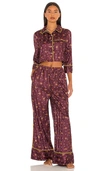 Free People Pajama Party Print Pajamas In Wine Combo