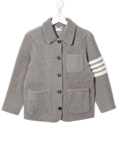 Thom Browne Kids' Button-down Fitted Blazer In Grey