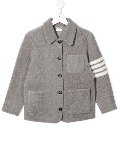 Thom Browne Kids' 排扣贴身西装夹克 In Grey