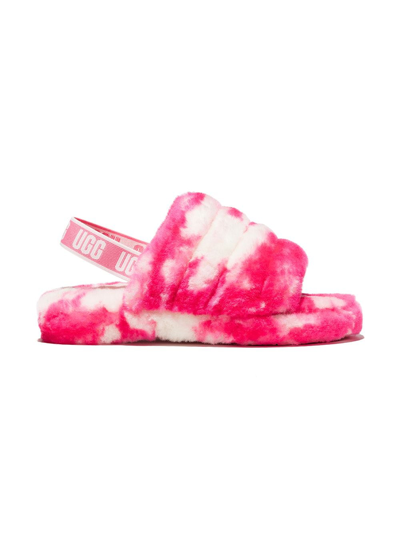 Ugg Kids' Baby's & Little Girl's Fluff Yeah Shearling Slingback Slippers In Pink/white