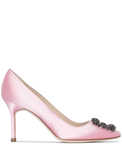 Manolo Blahnik Hangisi 90mm Crystal-embellished Pumps In Purple