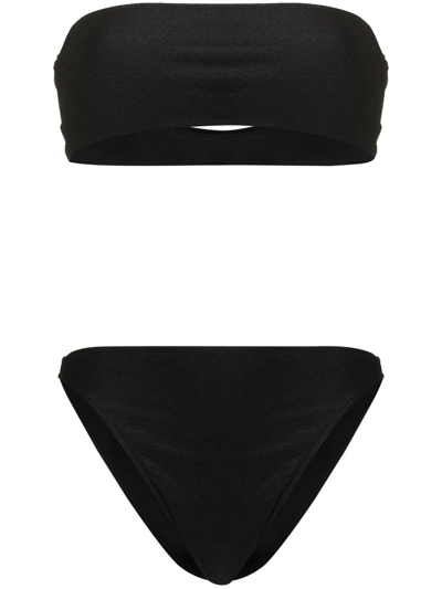 Adriana Degreas Solid Bandeau-style Bikini Set In Black