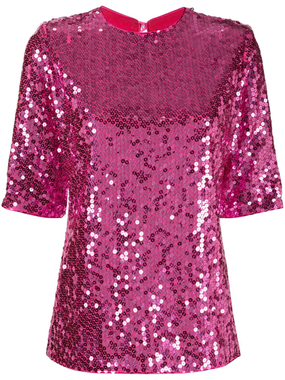 Pre-owned Saint Laurent 1990s Sequinned Short-sleeved Blouse In Pink