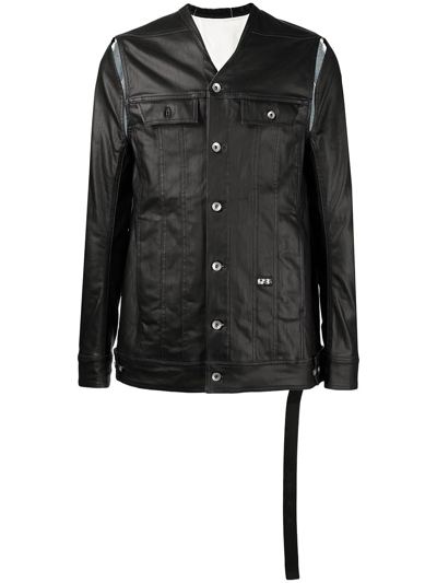Rick Owens Drkshdw Buttoned-up Leather Jacket In Black