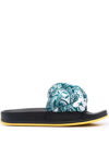 La Doublej Treccia Knotted-strap Rubber Slides In Blue