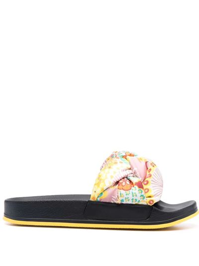 La Doublej Treccia Slide Sandals In Yellow