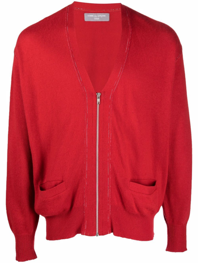 Pre-owned Comme Des Garçons 1995 Contrast-stitch Cardigan In Red