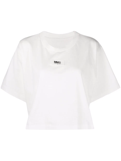 Mm6 Maison Margiela Basic Logo Cotton Jersey T-shirt In White
