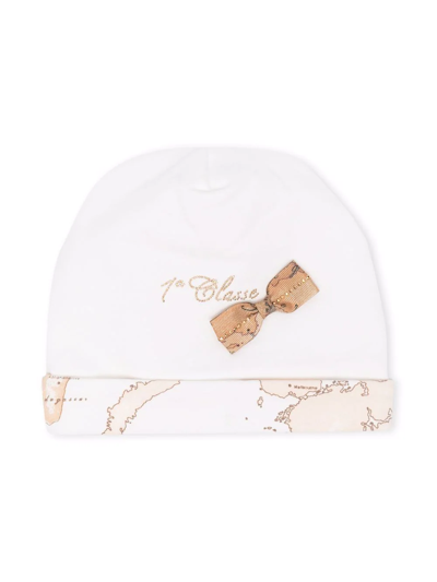 Alviero Martini Babies' First Class Embroidered Beanie In Neutrals