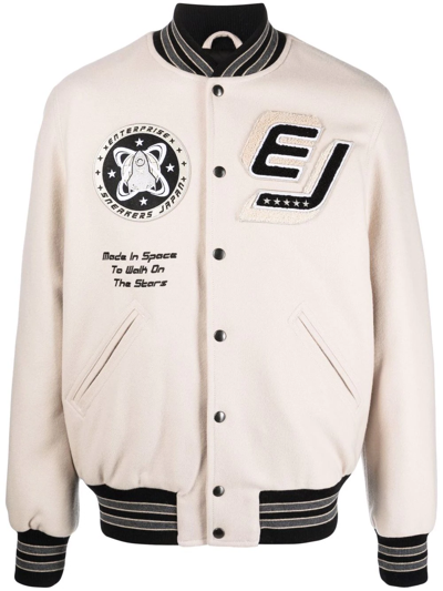 Enterprise Japan Beige Varsity Jacket With Patches