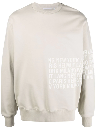 Helmut Lang Box Logo-print Crew-neck Sweatshirt In Neutrals
