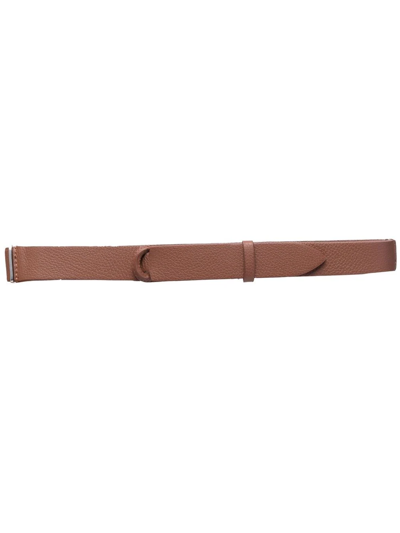 Orciani Nobuckle Woven Belt In Brown
