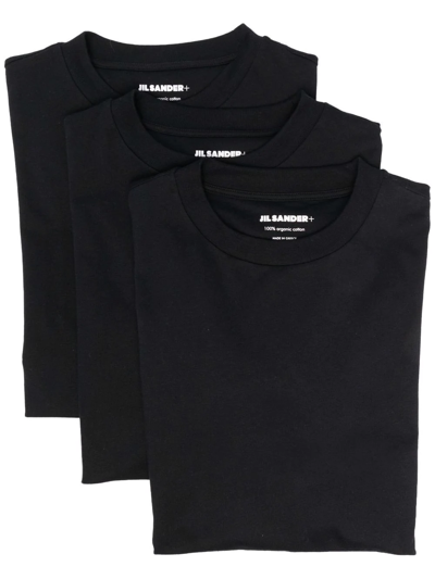 Jil Sander Logo Patch T-shirt (set Of Three) In Black