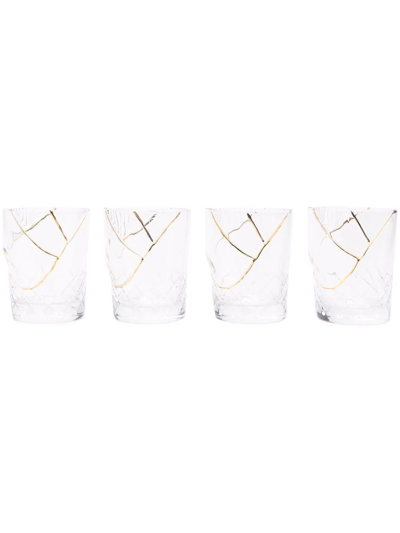 Seletti Bicchieri Kintsugi Glasses (set Of Four) In White