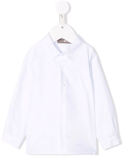 Little Bear Babies' Long-sleeve Button-up Shirt In White