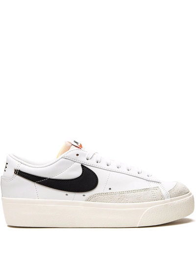 Nike Blazer Suede-trimmed Leather Platform Sneakers In White
