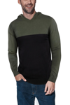 X-ray Knit Hooded Sweater In Olive,black
