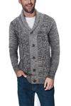 X-ray Shawl Collar Cable Knit Cardigan Sweater In Charcoal Grey