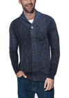 X-ray Shawl Collar Cable Knit Cardigan Sweater In Navy