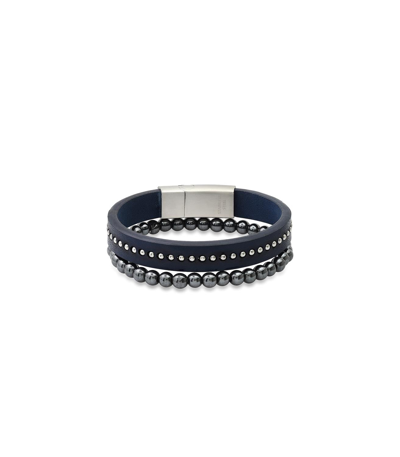 Anthony Jacobs Men's 2-piece Stainless Steel, Leather & Hematite Bracelet Set In Multi