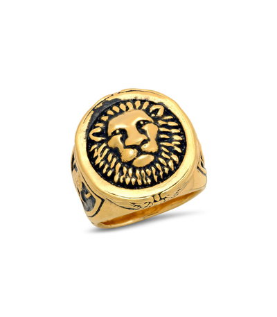 Anthony Jacobs Men's 18k Goldplated Stainless Steel Lion Mount Ring