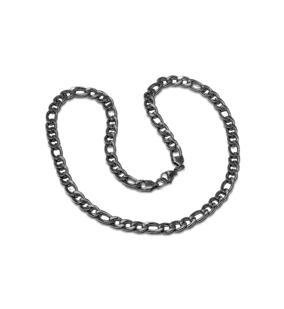 Anthony Jacobs Men's Black Ip Stainless Steel Figaro Chain Necklace