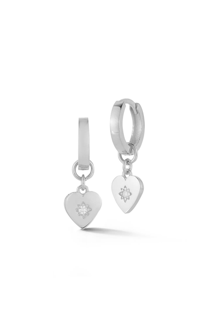 Glaze Heart Huggie Earrings In Silver