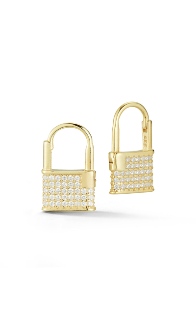 Glaze Padlock Huggie Earrings In Gold