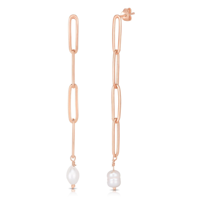 Glaze Pearl Link Earrings In Rose