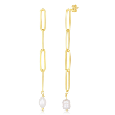 Glaze Pearl Link Earrings In Gold