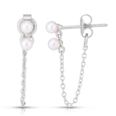 Glaze Pearl Chain Earrings In Silver