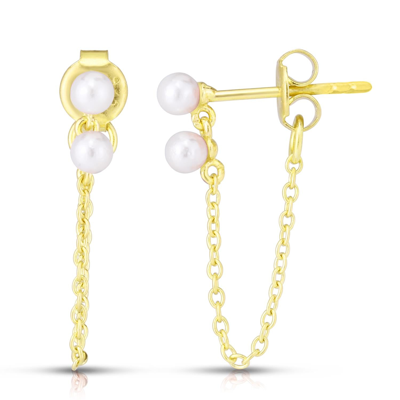 Glaze Pearl Chain Earrings In Gold