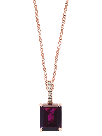 Effy 14k Rose Gold Diamond & Rhodolite Garnet Pendant Necklace In Red