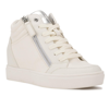 Nine West Tons High Top Wedge Sneakers In White,silver