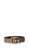 Gucci Brown Gg Supreme Marmont Leather Belt In Neutrals