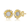 Rachel Glauber Rhodium And 14k Gold Plated Cubic Zirconia Stud Earrings In Two-tone