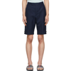 THOM BROWNE NAVY HOPSACK WEAVE SCHOOL UNIFORM BACKSTRAP SHORTS