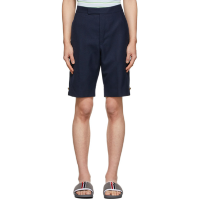 Thom Browne Navy Hopsack Weave School Uniform Backstrap Shorts