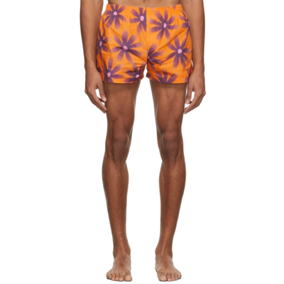 Jacquemus Logo-embroidered Floral-print Bboxers In Orange