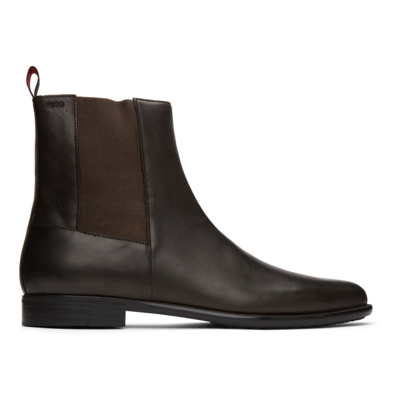 Hugo Boss Brown Kyron Chelsea Boots In 201 Dark Brown