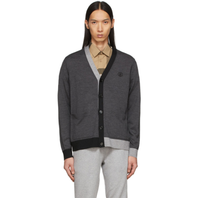 Burberry Silk-wool Tb Monogram Cardigan In Charcoal