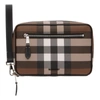 BURBERRY BROWN CHECK & LEATHER ZIP POUCH