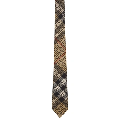 Burberry Classic Cut Monogram Check Silk Jacquard Tie In Archive Beige